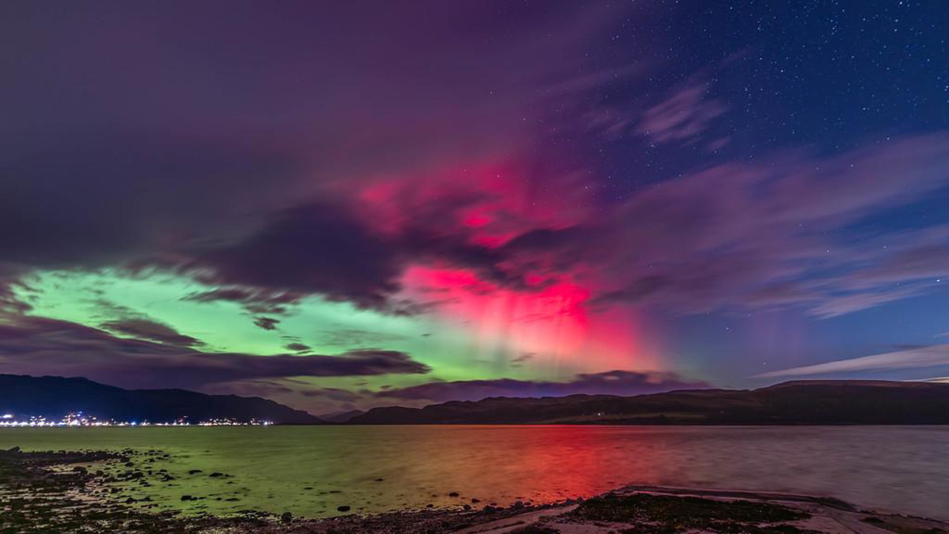 Background image - Northern Lights, Cowal Credit Paul Paterson Photography