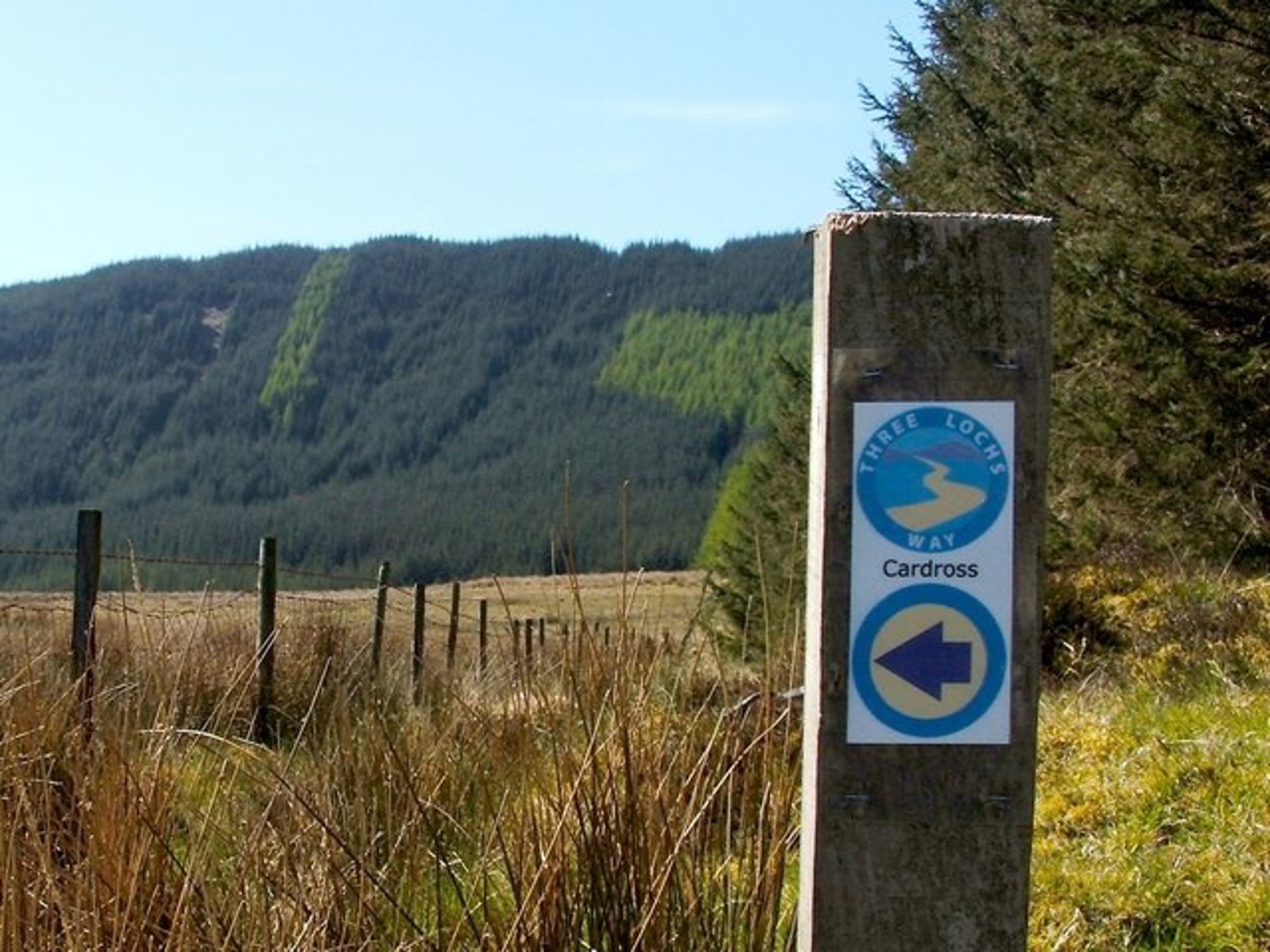 Background image - Three Lochs Way Signpost