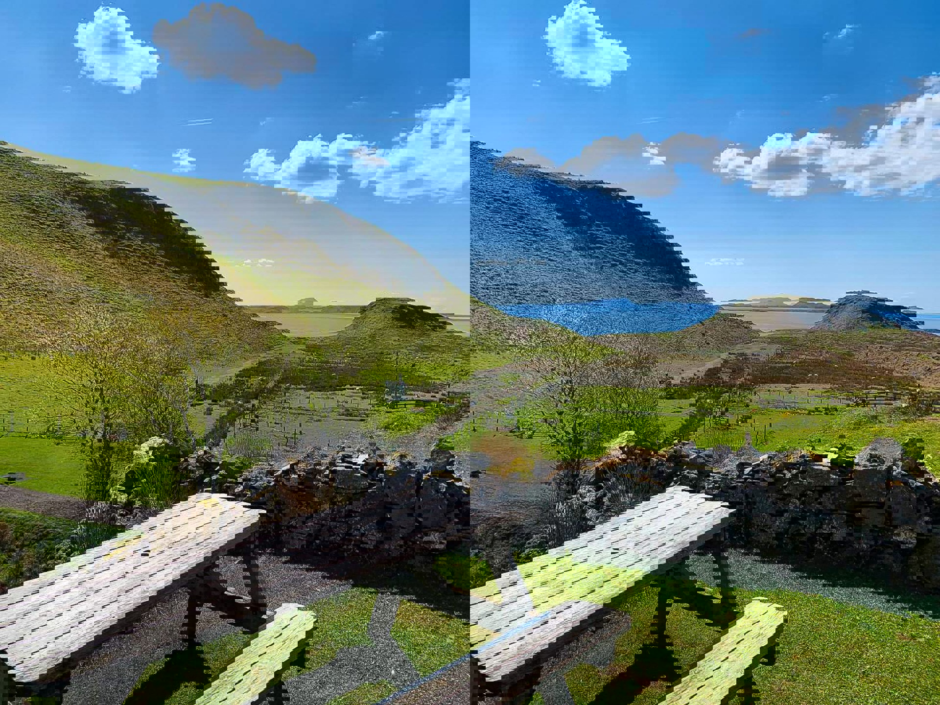 Kerrera Tearooms View With Picnic Table, Katy Runacres Kelpie Media