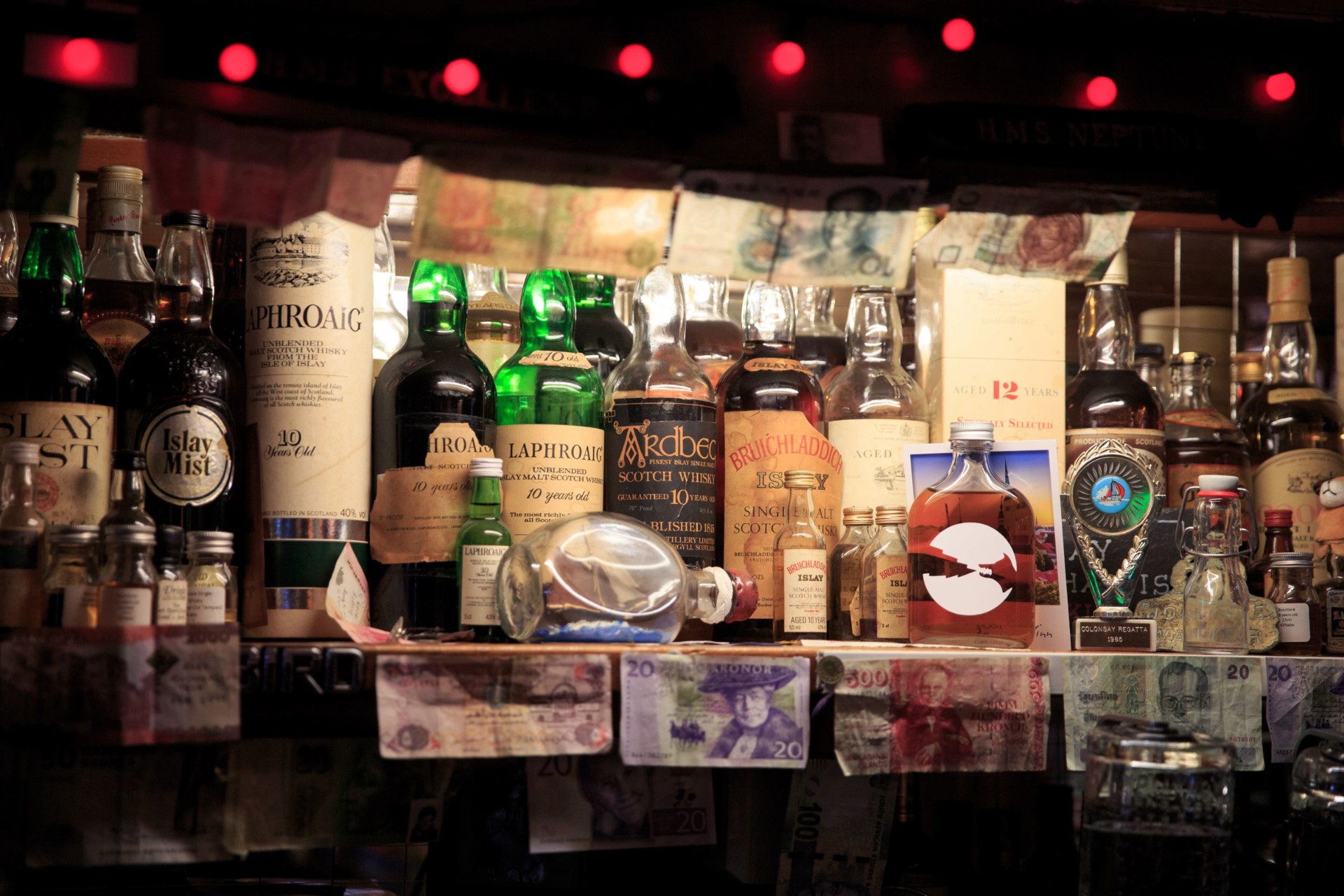 Background image - Whisky Bottles On Bar